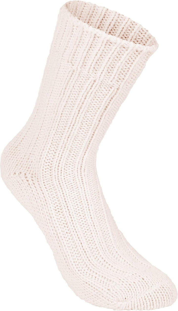 Brubaker 4 Paar Alpaka Socken sehr dick flauschig und warm - reine Alpakawolle 39-42 Beige- und Rosa