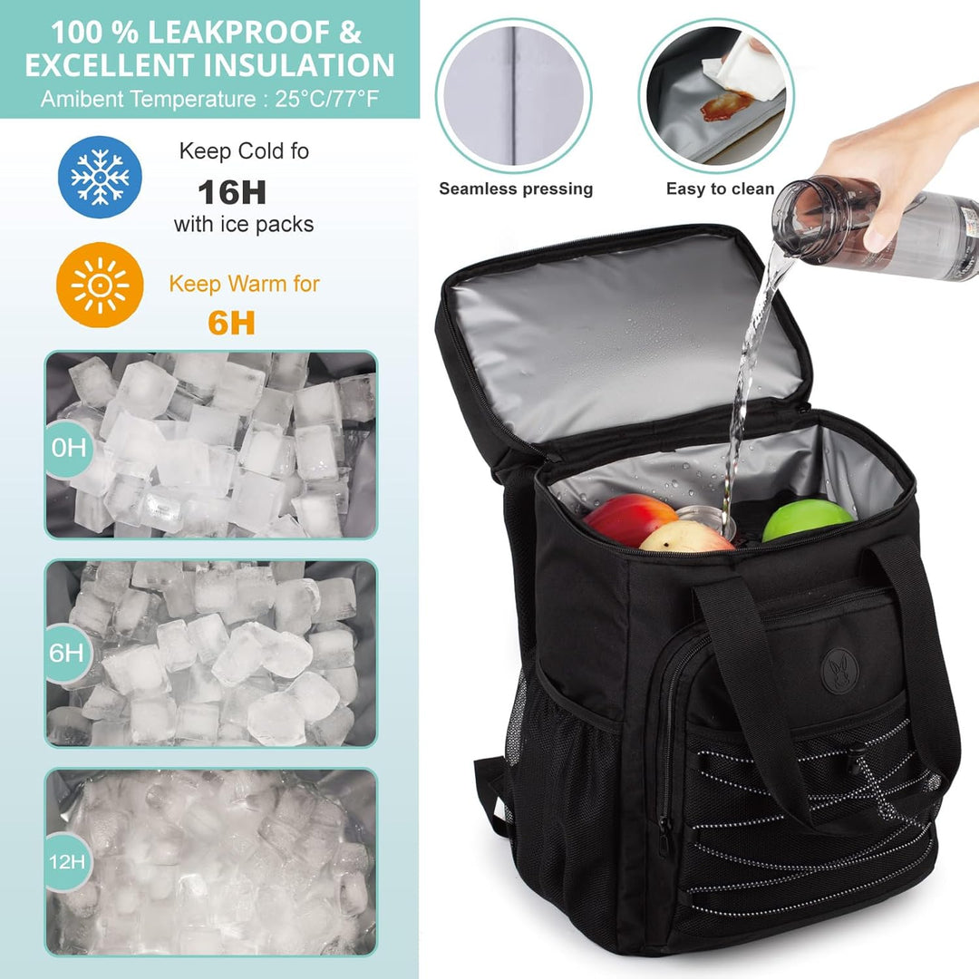 Kühlrucksack mit gepolstertem Tragegriff, Leichter und isolierter Rucksack, auslaufsicher, grosse Ka