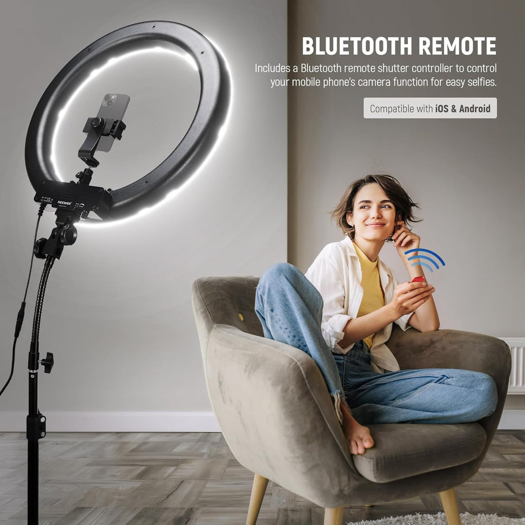 Neewer Ringleuchte Licht Set: 18 Zoll / 48 Zentimeter Aussen 55W 5500K dimmbare LED-Ringlicht Lampen