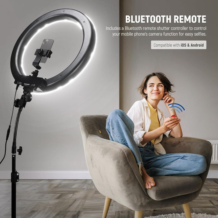 Neewer Ringleuchte Licht Set: 18 Zoll / 48 Zentimeter Aussen 55W 5500K dimmbare LED-Ringlicht Lampen