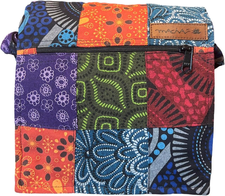 Damen Baumwolle Umhängetasche Indische Ethno Stil Boho Maliprint Tasche Baumwolle satche l mit Klapp