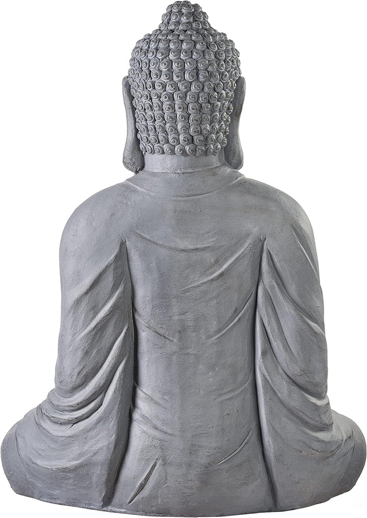 Worldconnection Riesiger XXXL Grosser Buddha 80 cm grau Steinoptik Garten Deko Figur Skulptur Feng S