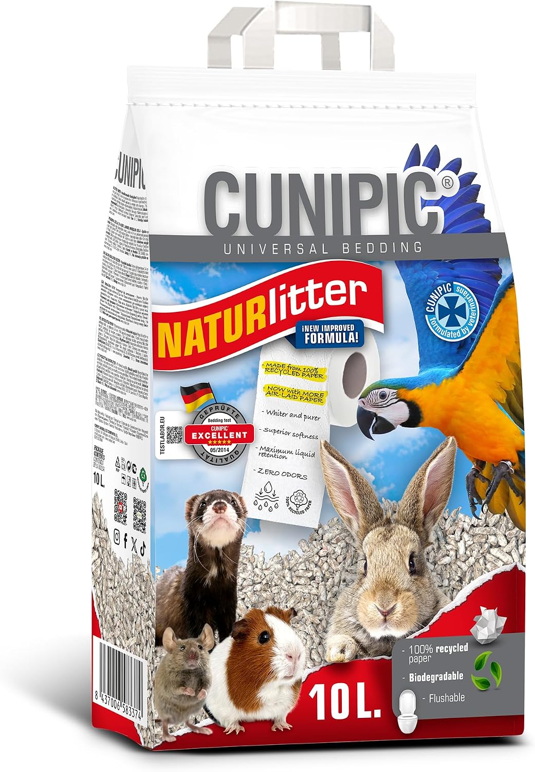 CUNIPIC Naturlitter Ökologisches Papier 10 Liter schwarz 10 L, schwarz 10 L