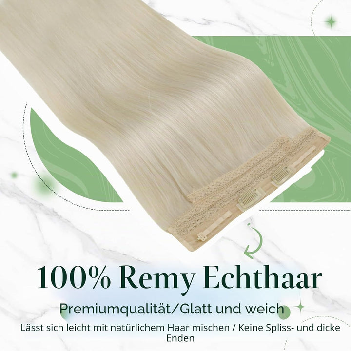 RUNATURE Blond Wire Extensions Echthaar 30cm Kurz Extensions Echthaar mit Draht 70g/pack Adjustable