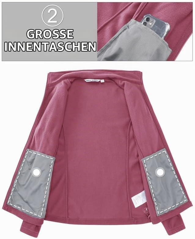 Outdoor Ventures Damen Fleecejacke mit Durchgehendem Reissverschluss Stehkragen Frauen Leichte Fleec