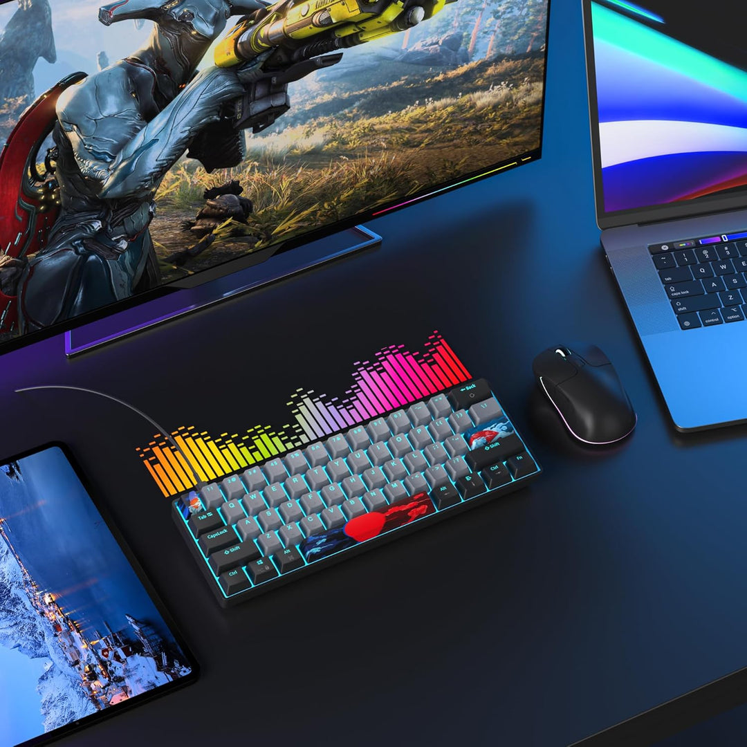 SOLIDEE mechanische gaming tastatur 60 prozent,61 Tasten mit Lineare rote Schalter,Eisblaues Licht,k