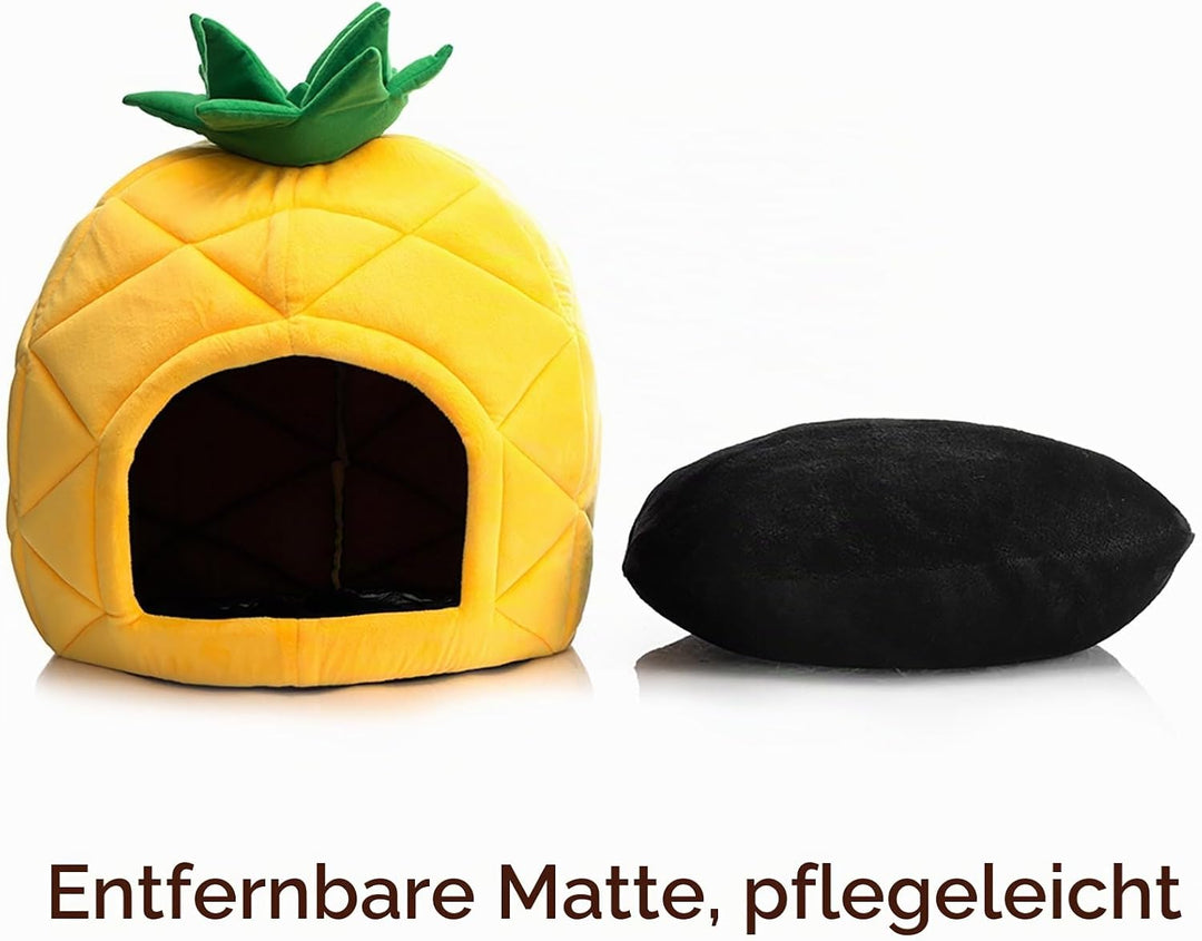 Hollypet Cozy Pet Bett Warm Höhle Nest Schlafbett Ananas Form Welpenhaus für Katzen und kleine Hunde