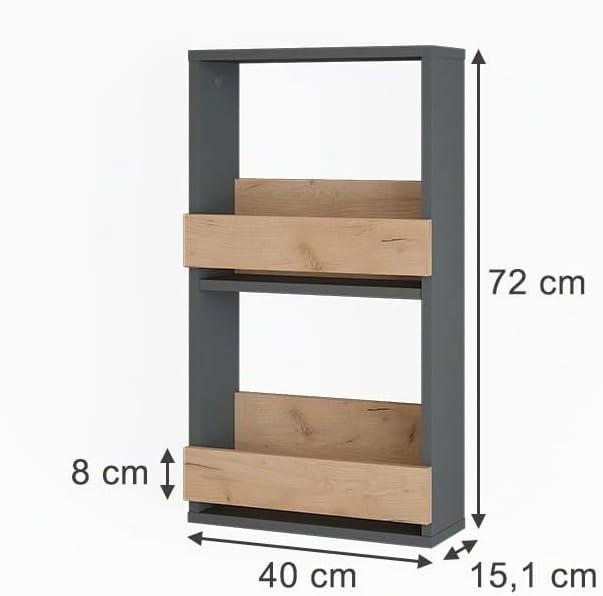 Vicco Weinglasregal Repose, Goldkraft Eiche/Anthrazit, 40 x 72 cm, zur Wandmontage mit Halterungen f