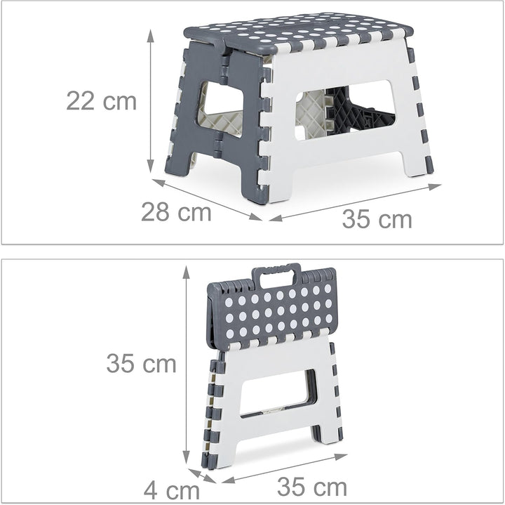 Relaxdays Klapphocker faltbar, Camping Hocker, Kinder Badhocker, bis 150 kg, Kunststoff, HBT: 22 x 3