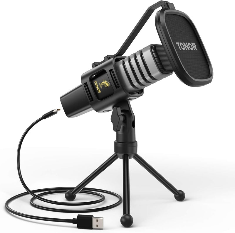 TONOR USB Mikrofon Nierencharakteristik Kondensator Computer PC Mikrofon mit Ständer, Popfilter, Mik