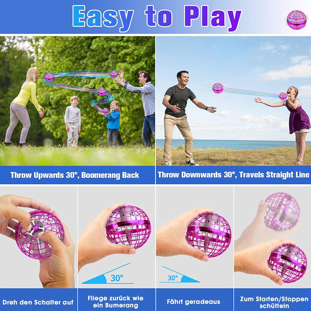 Hover Fliegender Ball,Magic Spinner Ball RGB Licht Flying Ball, Hover Ball Mini Drohne Für Kinder Fl