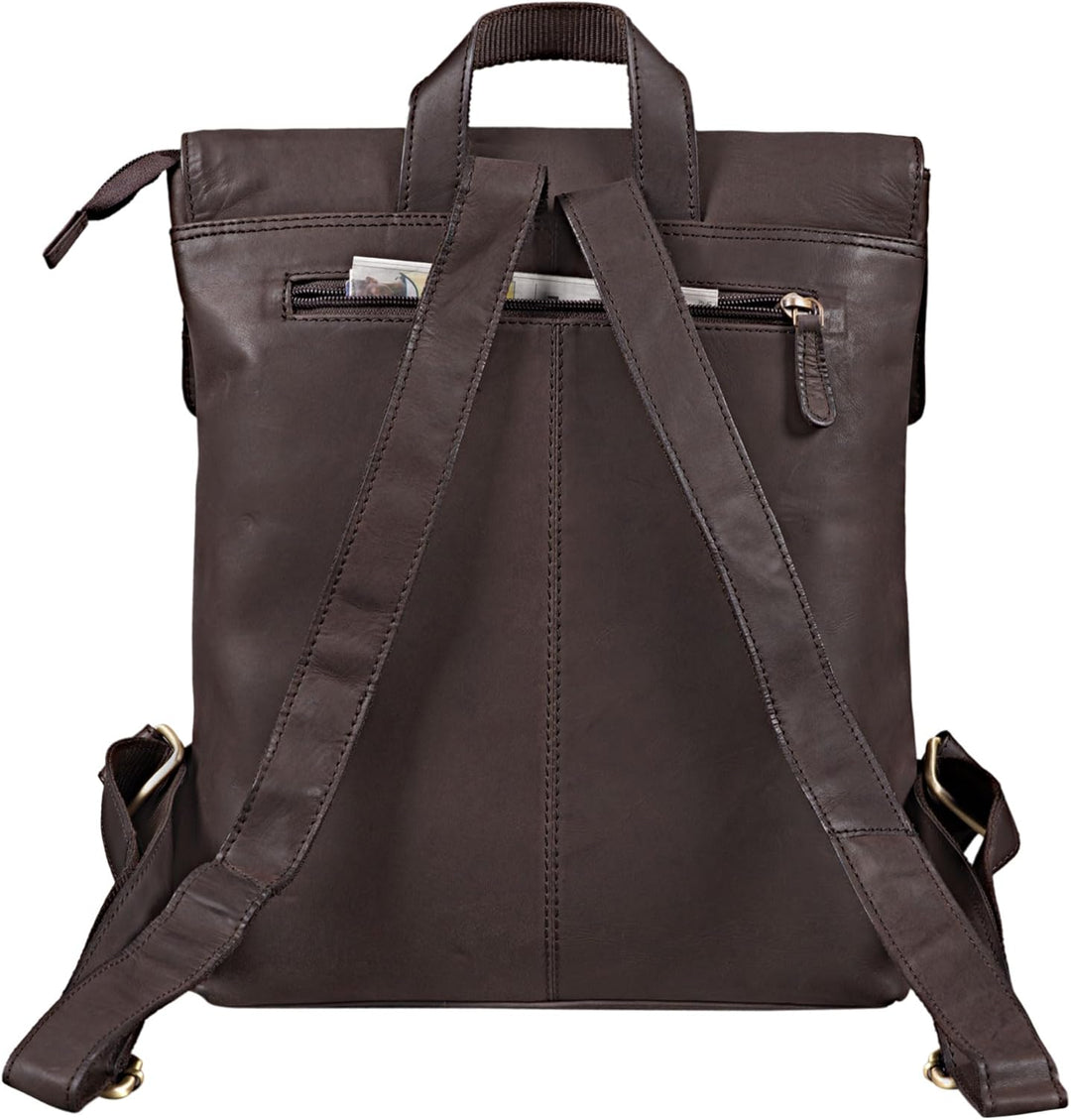 STILORD Charlie Vintage Lederrucksack Braun Mittelgrosser Daypack für Damen Herren 13,3 Zoll Laptop
