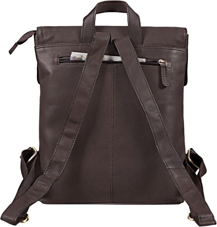 STILORD Charlie Vintage Lederrucksack Braun Mittelgrosser Daypack für Damen Herren 13,3 Zoll Laptop