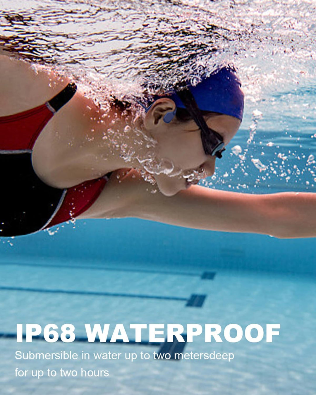 SANOTO Kopfhörer Schwimmen Bluetooth 5.2 &amp; MP3 Player, Blau | Open Ear Knochenschall, IP68 Unterwass