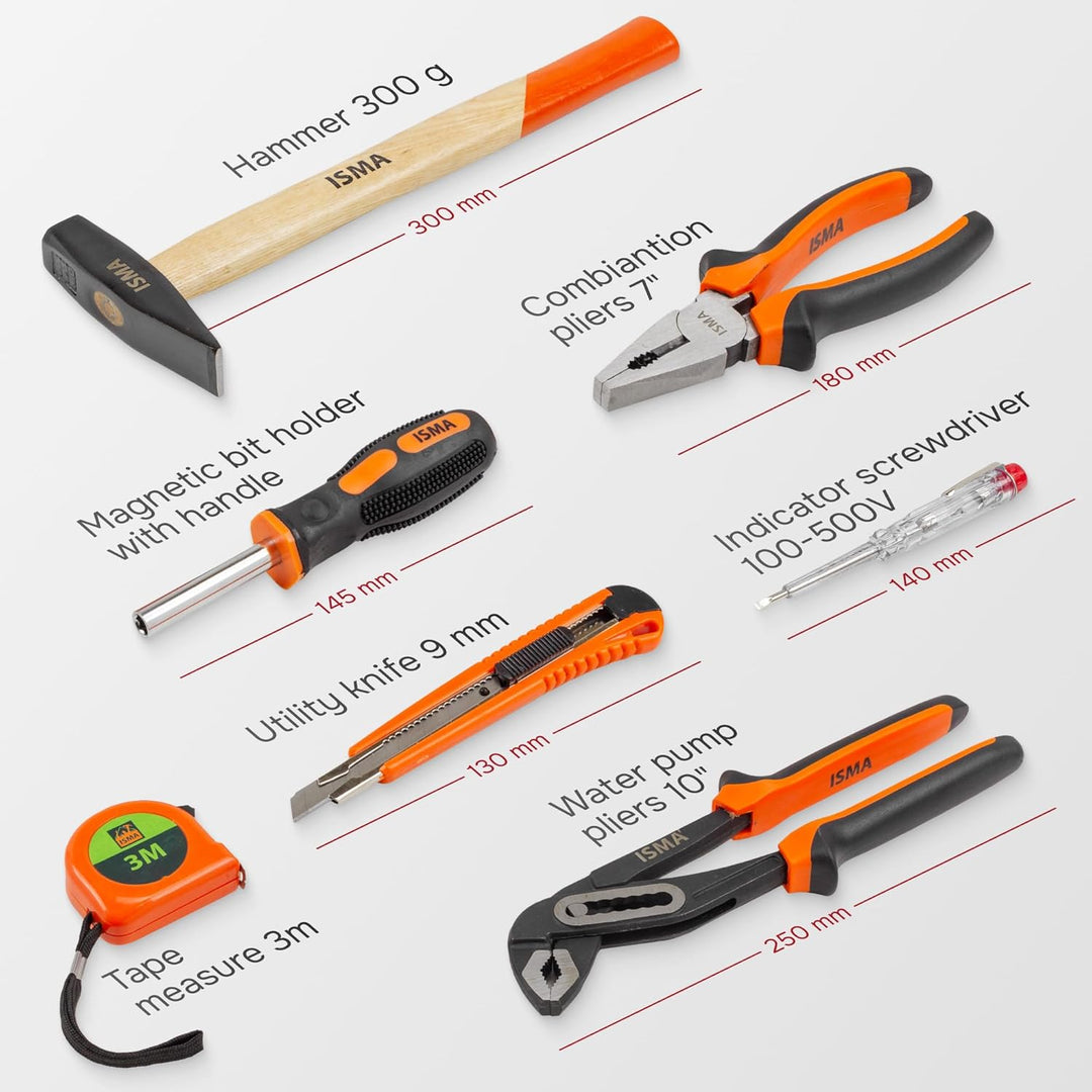 ISMA Multifunktionales Werkzeug-Set, 101-teilig, 1/4 Zoll (0,64 cm), für Heimwerker zu Hause und im