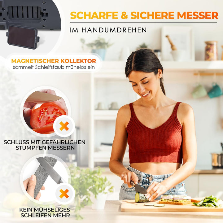 Diamant Messerschärfer elektrisch TG2202 - Der 3 Phasen Messerschleifer mit 15 Grad und magnetischem