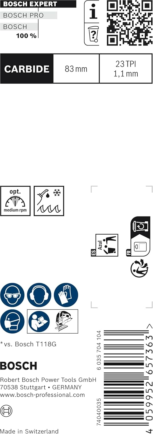 Bosch 2x Expert ‘Stainless Steel’ T 118 AHM Stichsägeblatt (für Edelstahlbleche, Länge 83 mm, Profes