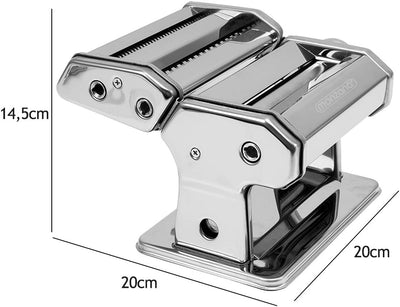 Monzana Manuelle Nudelmaschine Edelstahl 9 versch. Teigdicken 2 Teigwalzen Tischhalterung Kurbel Spa