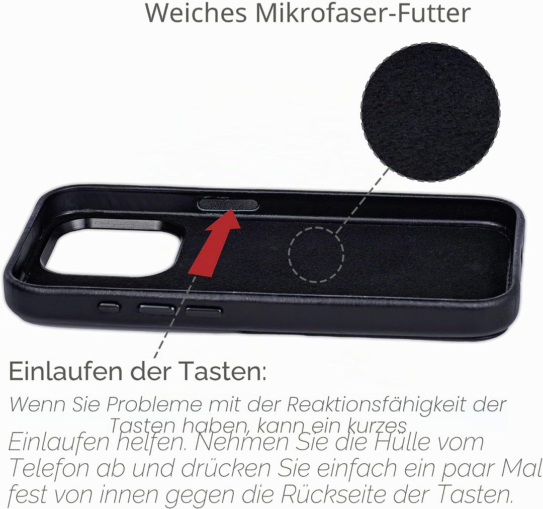 Dockem Echtleder Kartenetui für iPhone 14 Pro Max mit Kartenfachen und Integrierter Metallplatte zur