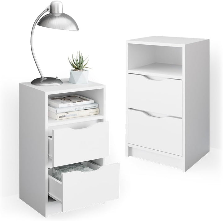 Vicco Nachttisch Ruben, Weiss, 38 x 66.6 cm 2er Set