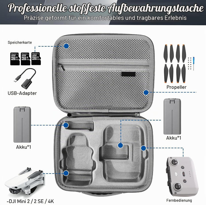 Tasche für DJI Mini 4K, MiNi 2 SE / 2 Drohne &amp; Zubehör, Kompakter, wasserdichter &amp; stossfester Mini-