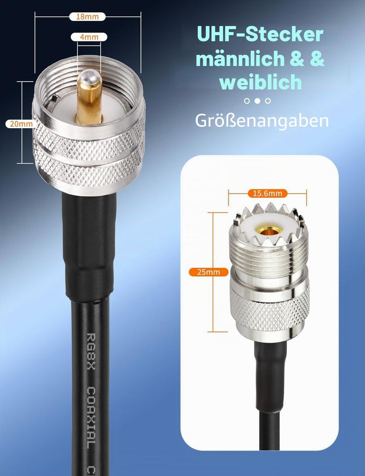 Superbat CB Koaxialkabel RG8X Koaxialkabel 50ft, UHF männlich zu männlich PL259 Kabel für Ham Shack
