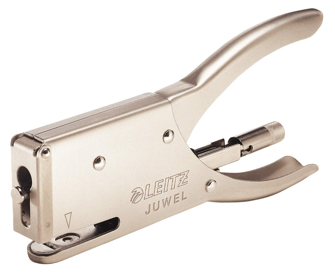 Leitz Juwel Heftzange, Für 12 Blatt, Ergonomisches Design aus Metall, Hinterlademechanik, Für Juwel