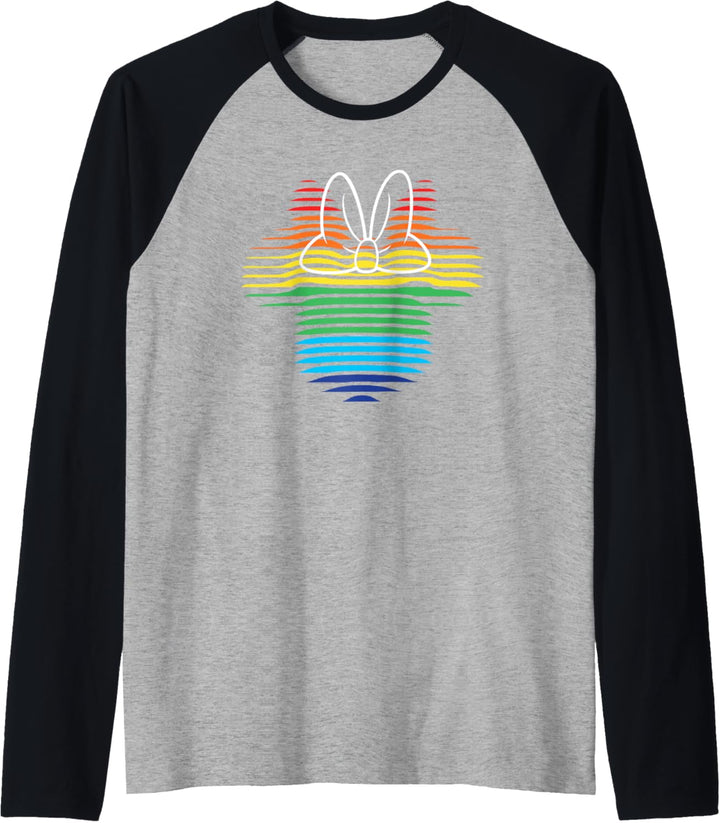 Disney Minnie Mouse Wavy Line Art Rainbow Raglan
