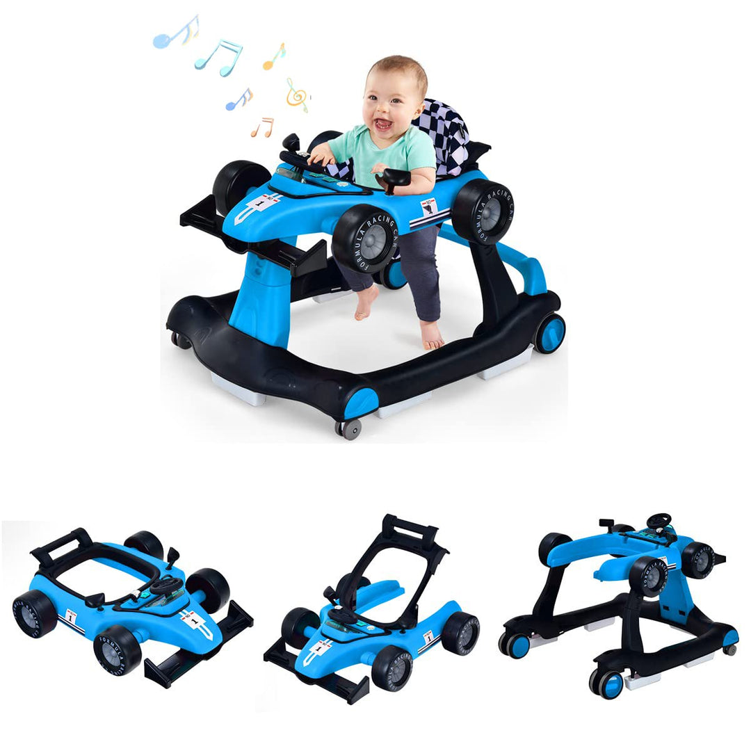 DREAMADE Lauflernhilfe, 4 in 1 Autoförmiger Lauflernwagen mit einstellbarer Geschwindigkeit, Musik &