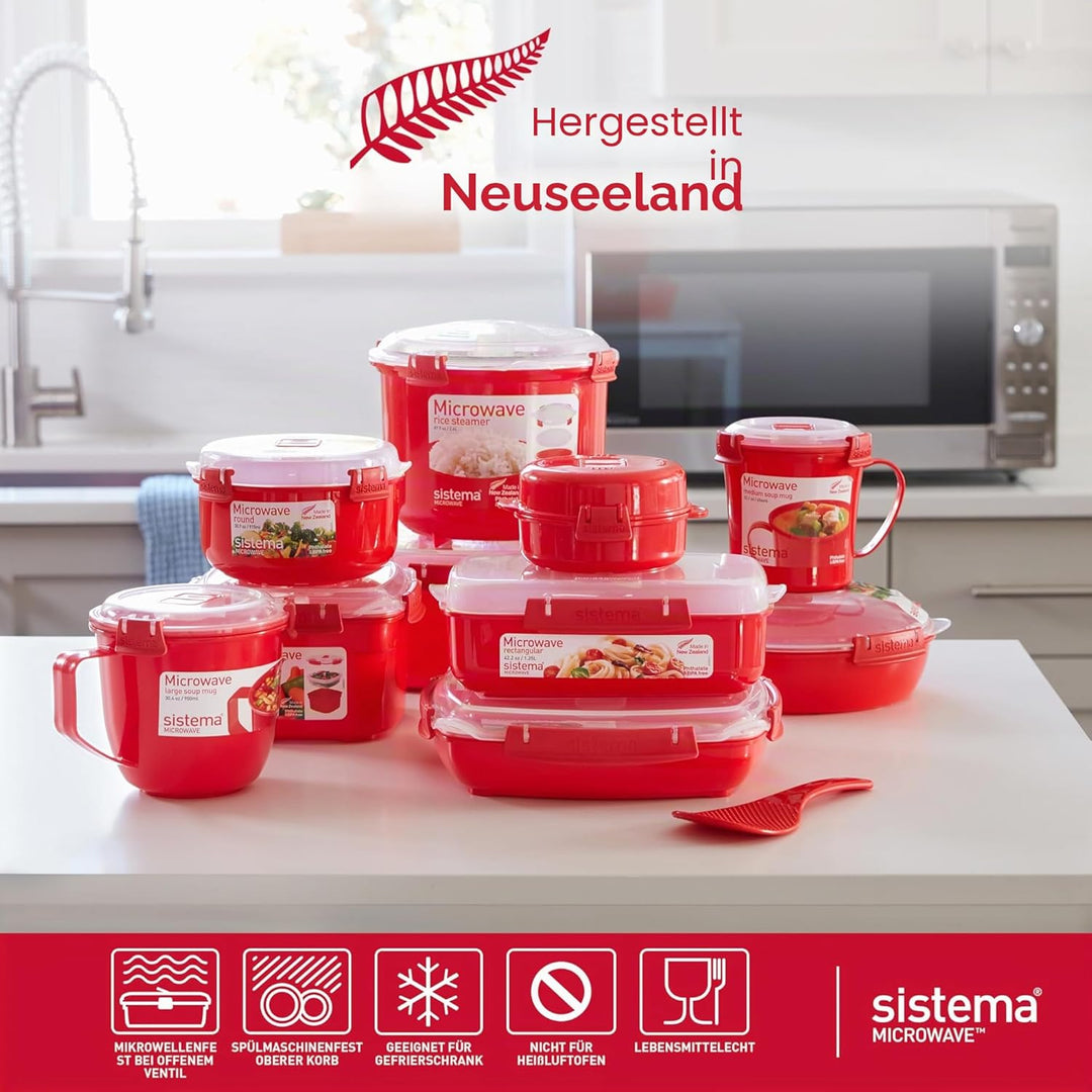 Sistema Microwave-Heat & Eat Frischhaltedosen Set, 4 rechteckige Mikrowellen-Vorratsdosen mit Deckel