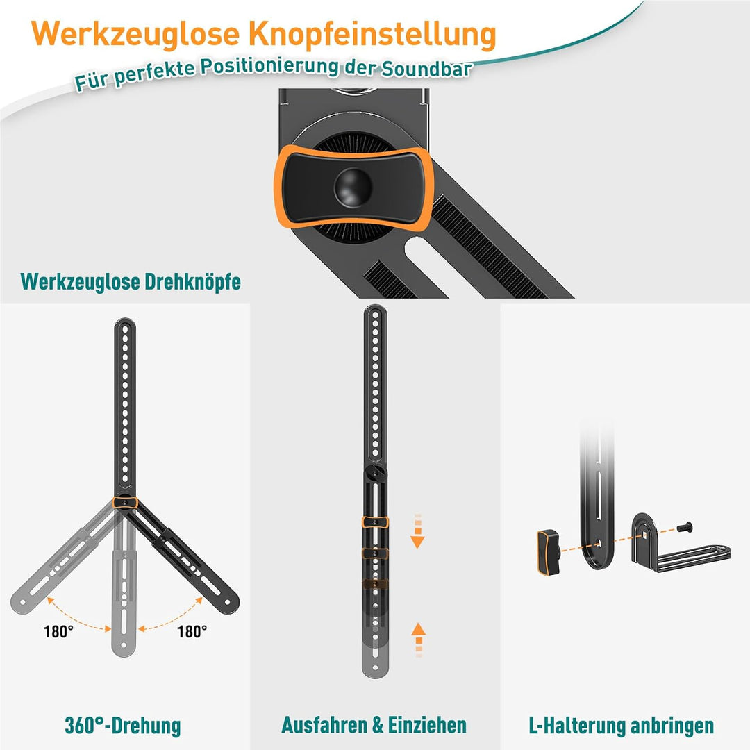 ELIVED Soundbar Halterung für die meisten Soundbars bis zu 6.8 kg, Soundbar-TV-Halterung, werkzeuglo