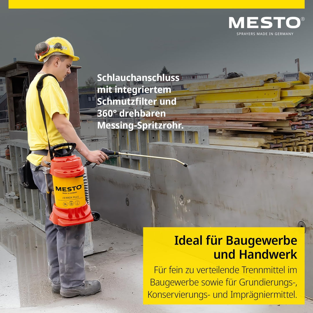 MESTO FERROX Plus 6 Hochdrucksprühgerät 6L Set inkl. MESTO Köcher | Drucksprüher 6 Bar | Schalölspri