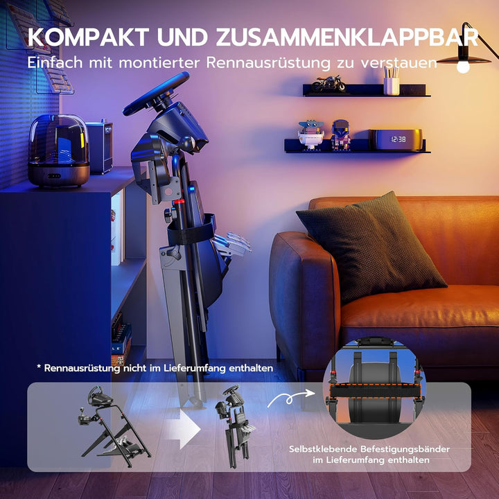 ARES WING Lenkradständer kompatibel mit Fanatec, Thrustmaster, Logitech, Moza, faltbares SIM Racing