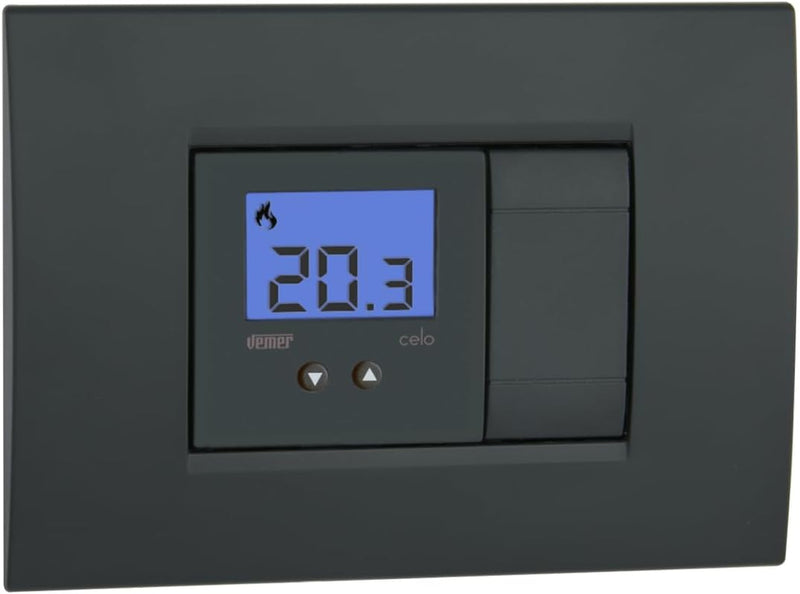 VEMER VE780300 CELO Unterputz Thermostat Kompakt mit LCD Display Stromversorgung 230V AC weiss anthr