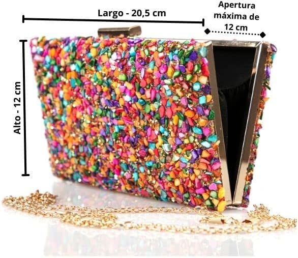 Complementos La Monsita Bunte Partytasche mit Kette, bunt, De mano, Modern