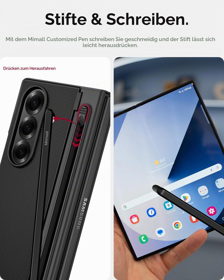 Miimall Kompatibel mit Samsung Galaxy Z Fold 7 Hülle mit S-Pen &amp; Stifthalter, [Anti-SPY Displayschut