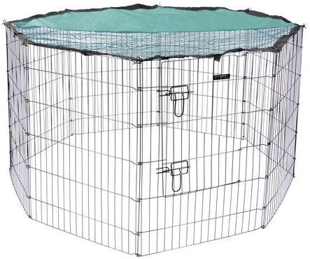 Kerbl Kleintiergehege (ø 143 cm, 8 Zaunelemente je 57 x 78 cm, Metall pulverbeschichtet, Gitterabsta