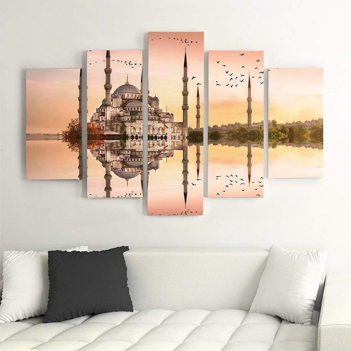 Feeby. Leinwandbild - 5 Teile - Bilder, Wand Bild, Wandbilder, Kunstdruck XXL, 5-Teilig, (BLAUE MOSC