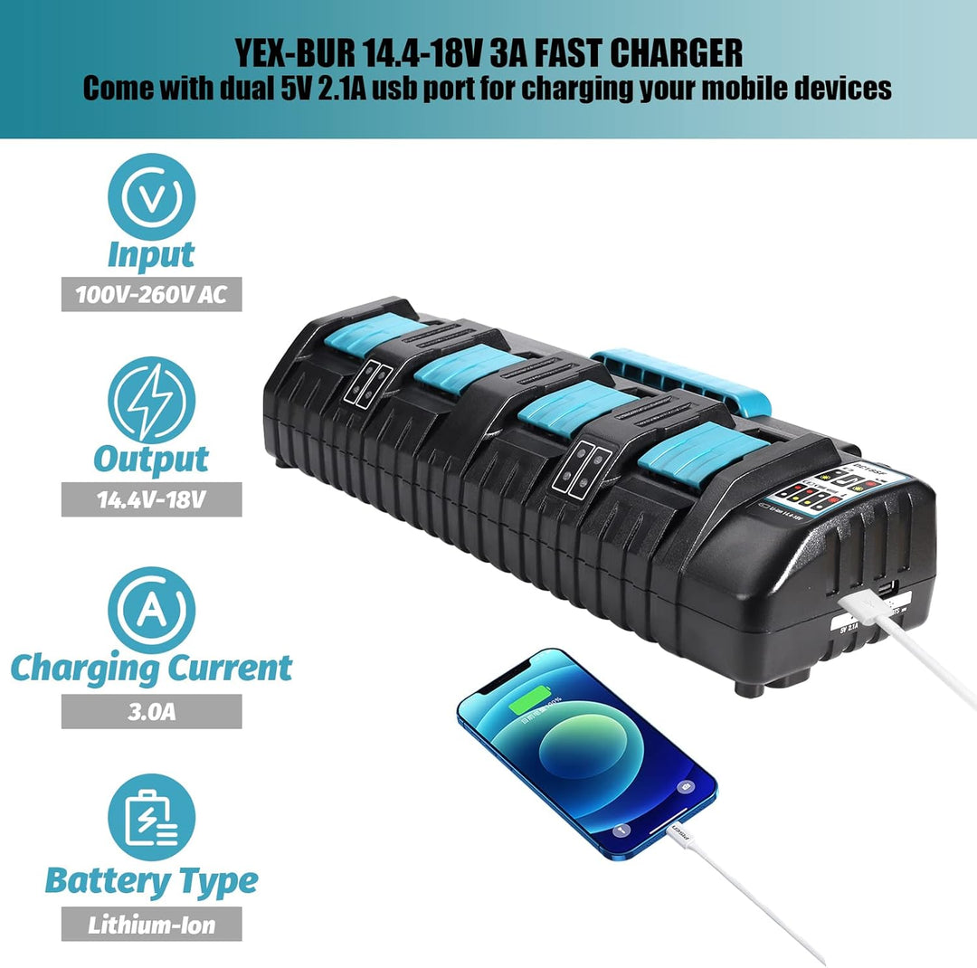 18V 4 Port Ladegerät DC18SF für Makita 14,4V-18V Lithium Batterien BL1850 BL1815N BL1830 BL1840 BL18