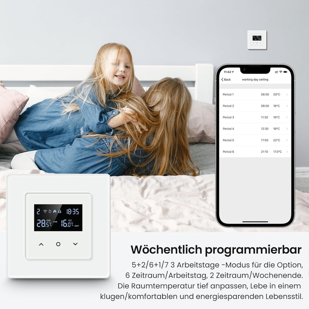 MIUCDA Thermostat Fussbodenheizung Wasser 3A, Tuya Smart WiFi Raumthermostat Fussbodenheizung Progra