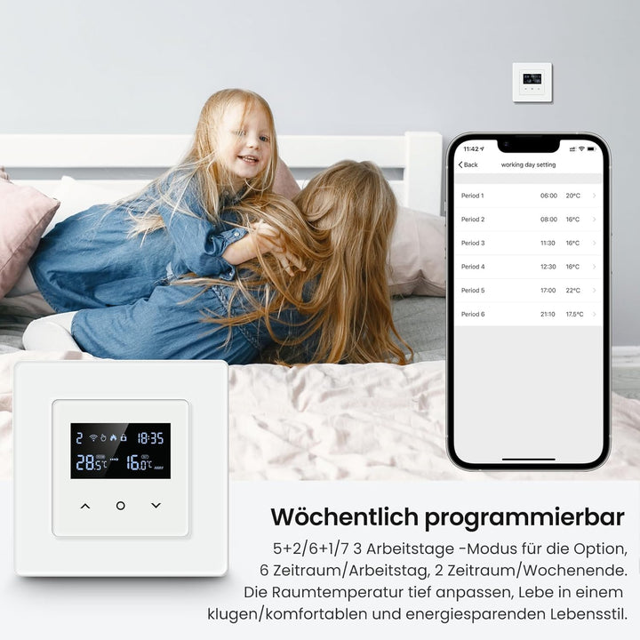 MIUCDA Thermostat Fussbodenheizung Wasser 3A, Tuya Smart WiFi Raumthermostat Fussbodenheizung Progra