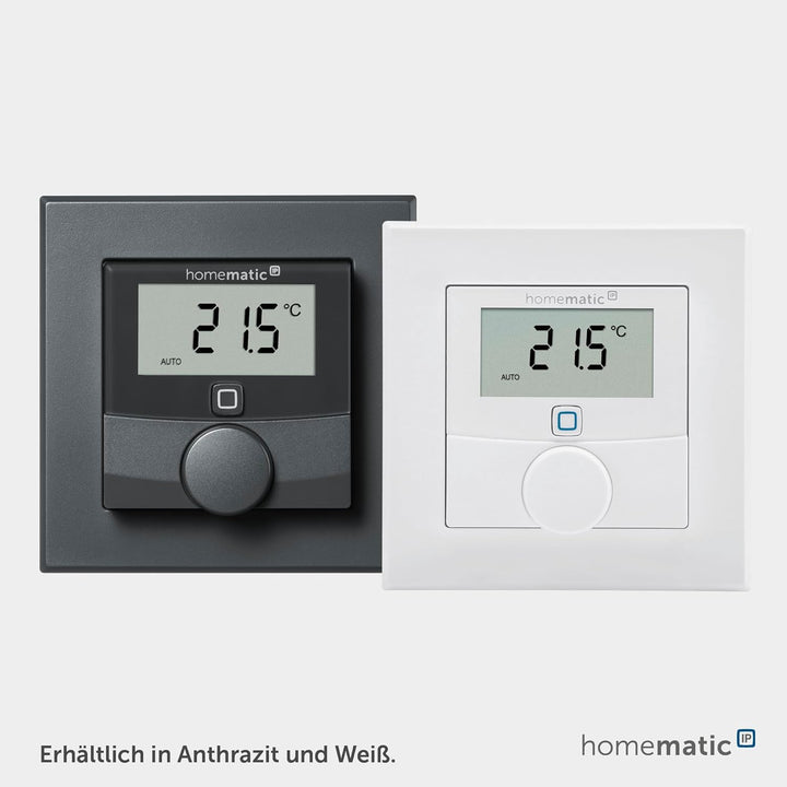 Homematic IP Smart Home Wandthermostat mit Luftfeuchtigkeitssensor, digitales Thermostat Heizkörper/