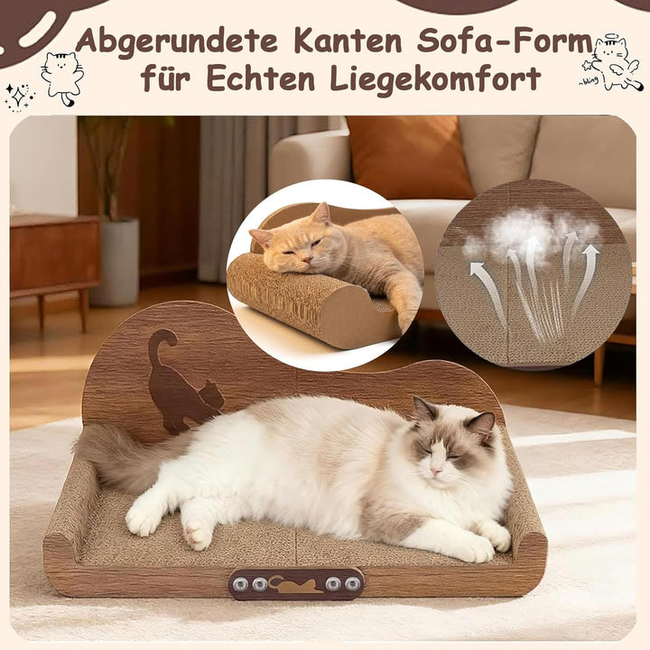 Kratzbrett für Katzen von 5-8kg – 60x30cm Kratzpappe aus hochdichter Wellpappe – Katzenschlafsofa zu