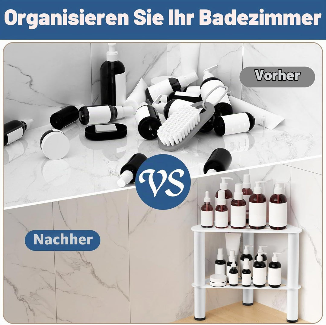 Rostfreier-Eck-Duschfusshocker, Duschfussstützenbank mit Ablagefach für Innendusche, 36CM Höhe, 350K