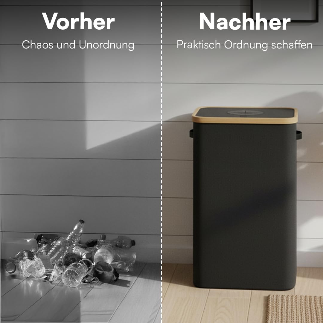 Bellamio Tolt Pfandflaschen Sammelbehälter 100L – Flaschensammler 1 Fach schwarz – Pfandsammler aus