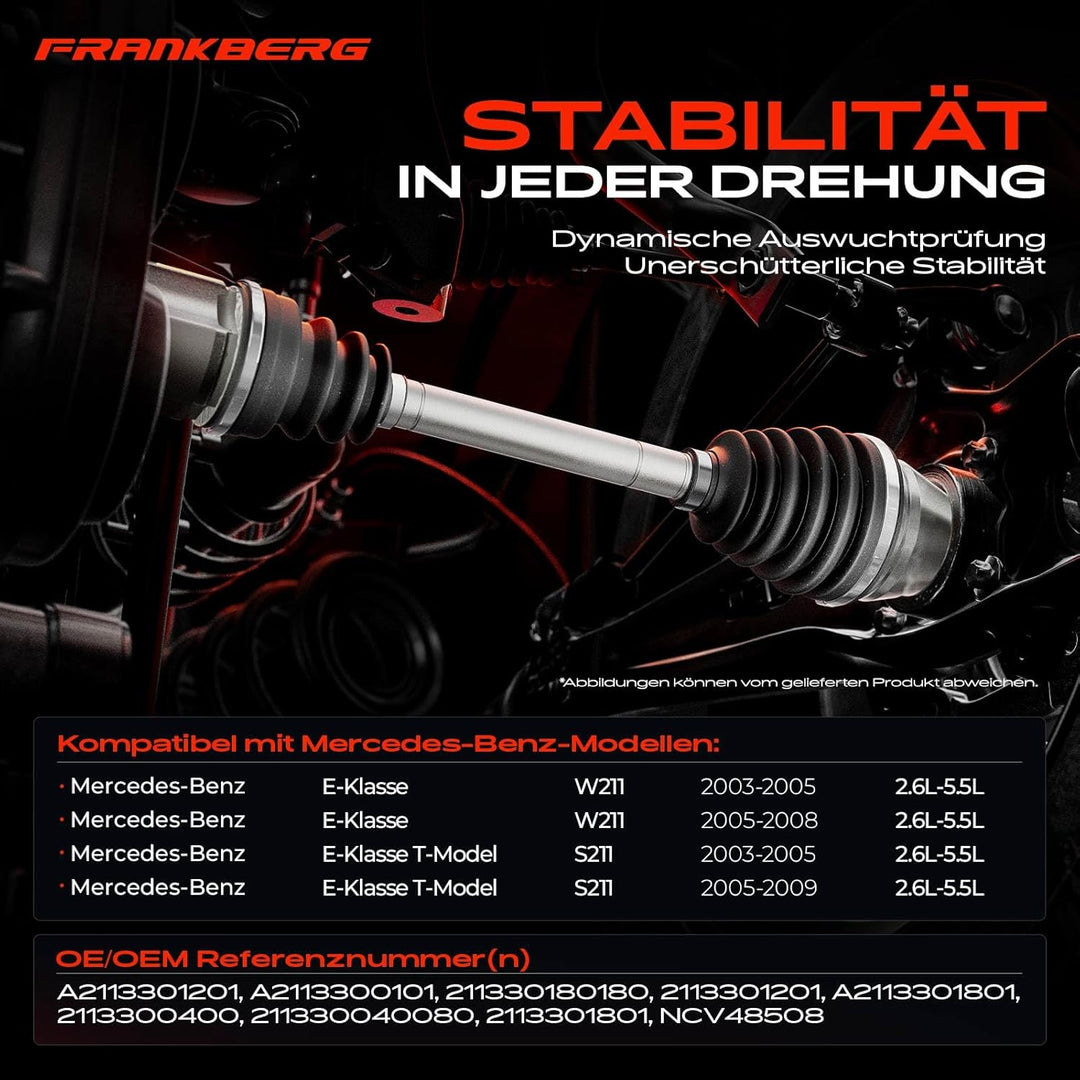 Frankberg Antriebswelle Vorne Rechts Kompatibel mit E-Klasse W211 E-Klasse T-Model S211 4matic 2.6L-