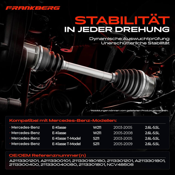 Frankberg Antriebswelle Vorne Rechts Kompatibel mit E-Klasse W211 E-Klasse T-Model S211 4matic 2.6L-