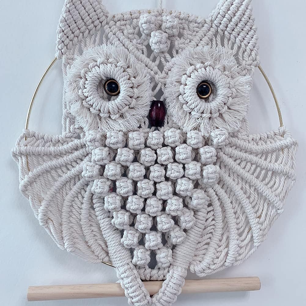 YSGLIFE 2 x Eulen Makramee Wandbehang Wanddekoration Handgefertigt Boho Ornament Wandkunst Aufhänger