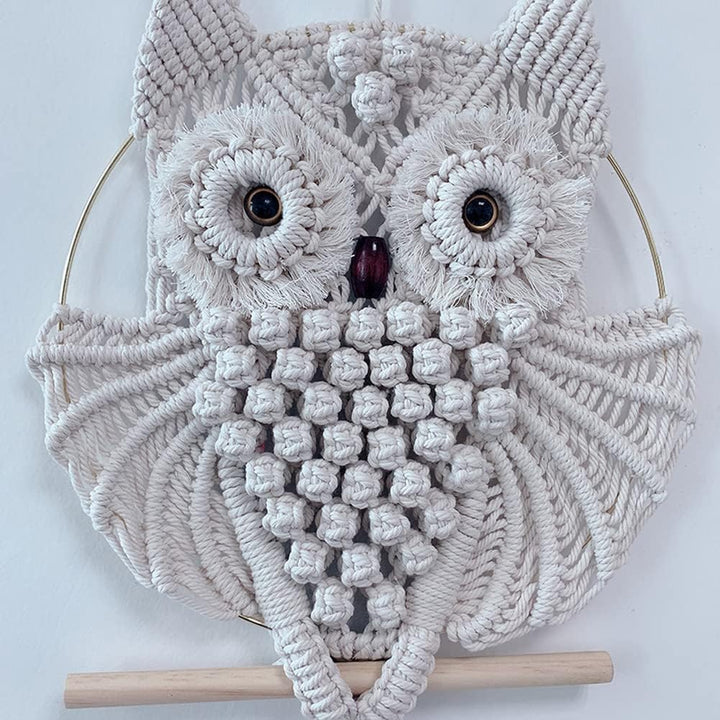 YSGLIFE 2 x Eulen Makramee Wandbehang Wanddekoration Handgefertigt Boho Ornament Wandkunst Aufhänger