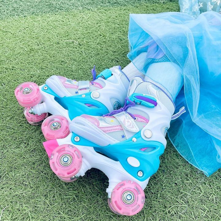 Runcinds 4 Grössen Verstellbare Kinder Rollschuhe für Mädchen, Jungen, Kleinkinder, mit leuchtenden
